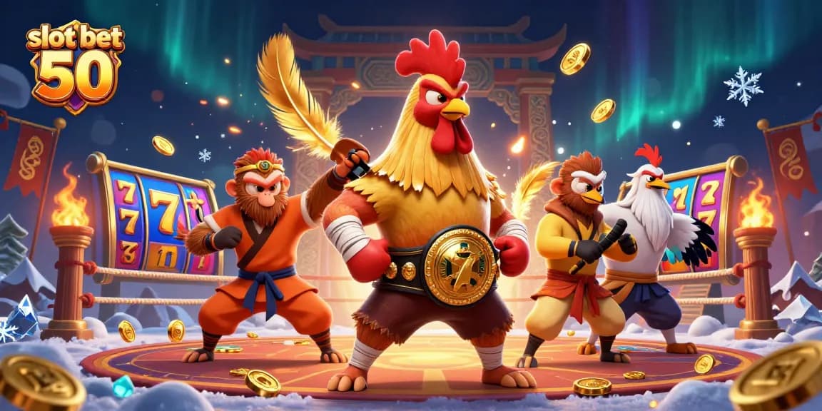 Experience the excitement of slot bet 50 with vibrant 3D characters and dynamic casino elements.