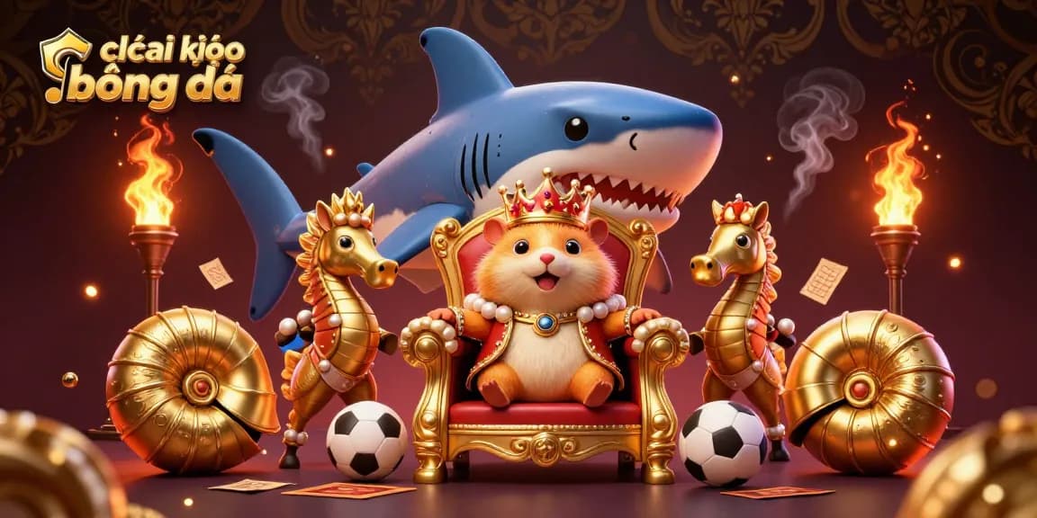 Experience exciting các loại kèo bóng đá with a fierce hamster king and vibrant sports betting elements in a dynamic 3D scene.