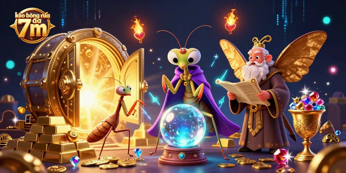 Engage with the thrilling kèo bóng đá 7m experience, showcasing vibrant fortune-telling elements surrounded by captivating gambling treasures.