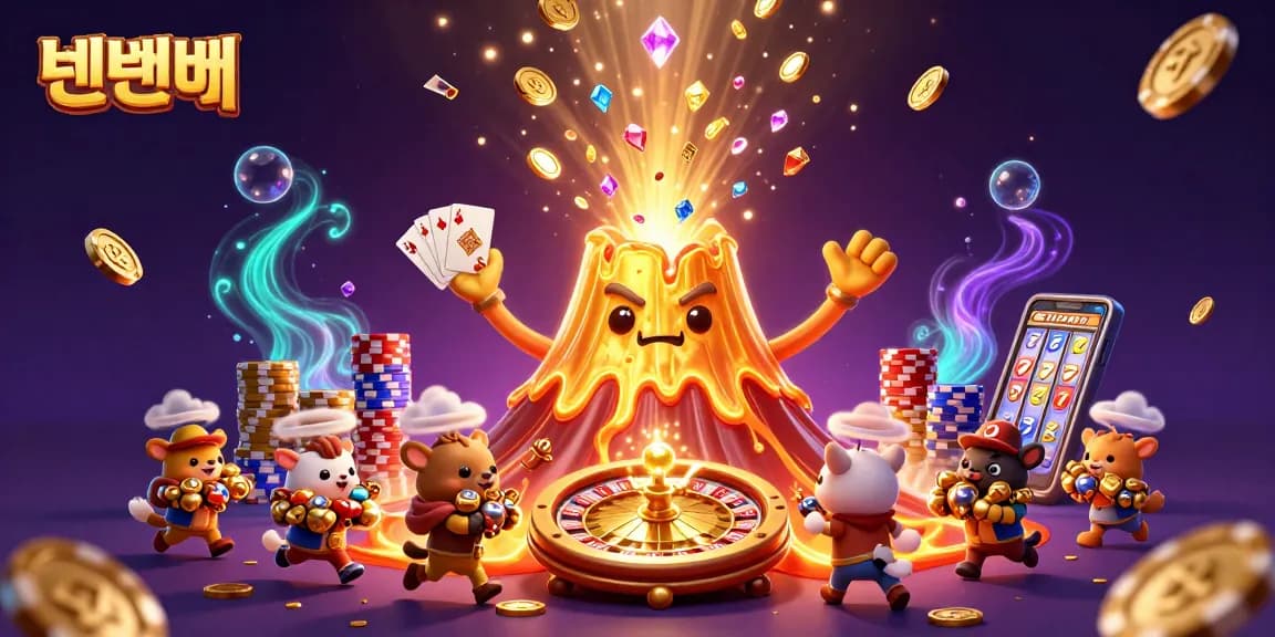 Experience exciting wins with 텐텐벳 in a vibrant casino illustration with explosive treasure and dynamic game elements.