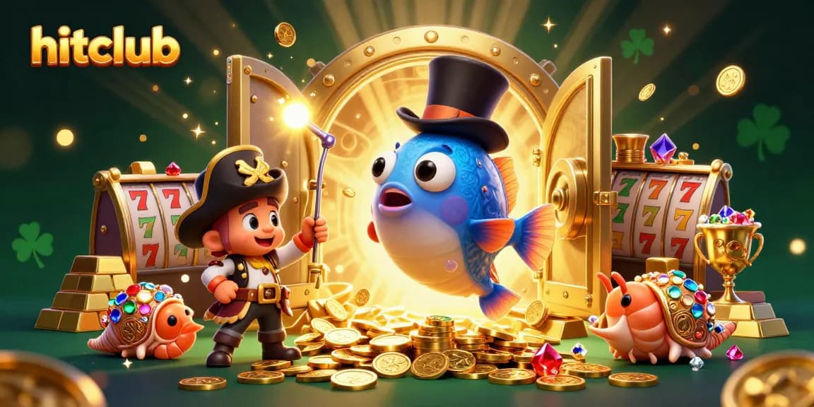 Experience hitclub with animated characters in a vibrant casino-themed underwater treasure hunt.