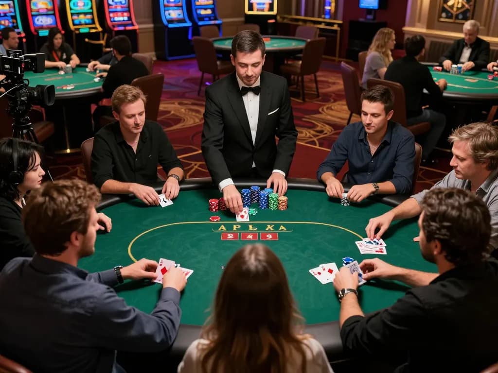 Exciting poker action at a KKWIN tournament showcasing skilled players strategizing bets and enjoying the game.