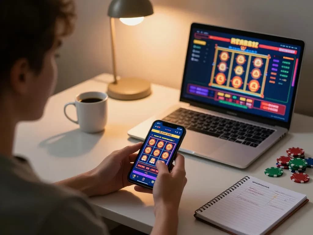 Engaging in exciting gaming with link 789win on a smartphone at a cozy home setup.
