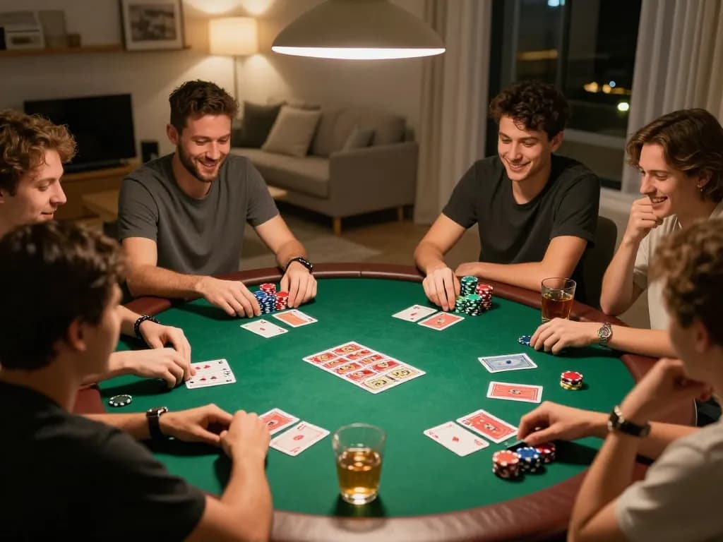 Poker night with friends at home showcases 88i gaming strategy and social interaction.