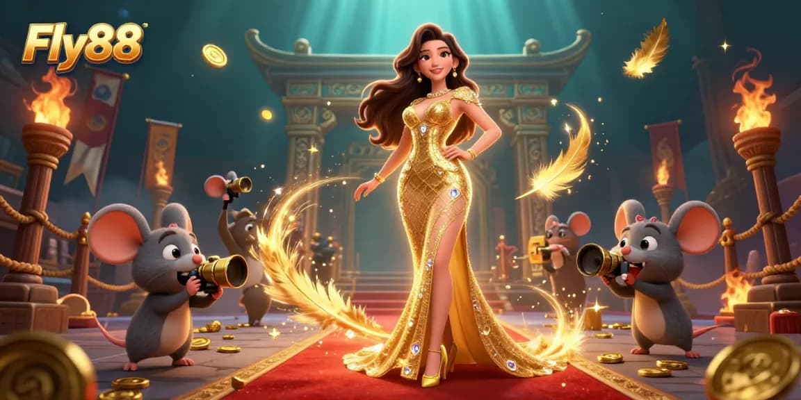 Experience the excitement of Fly88 with dynamic scenes of glamorous gambling and golden rewards.