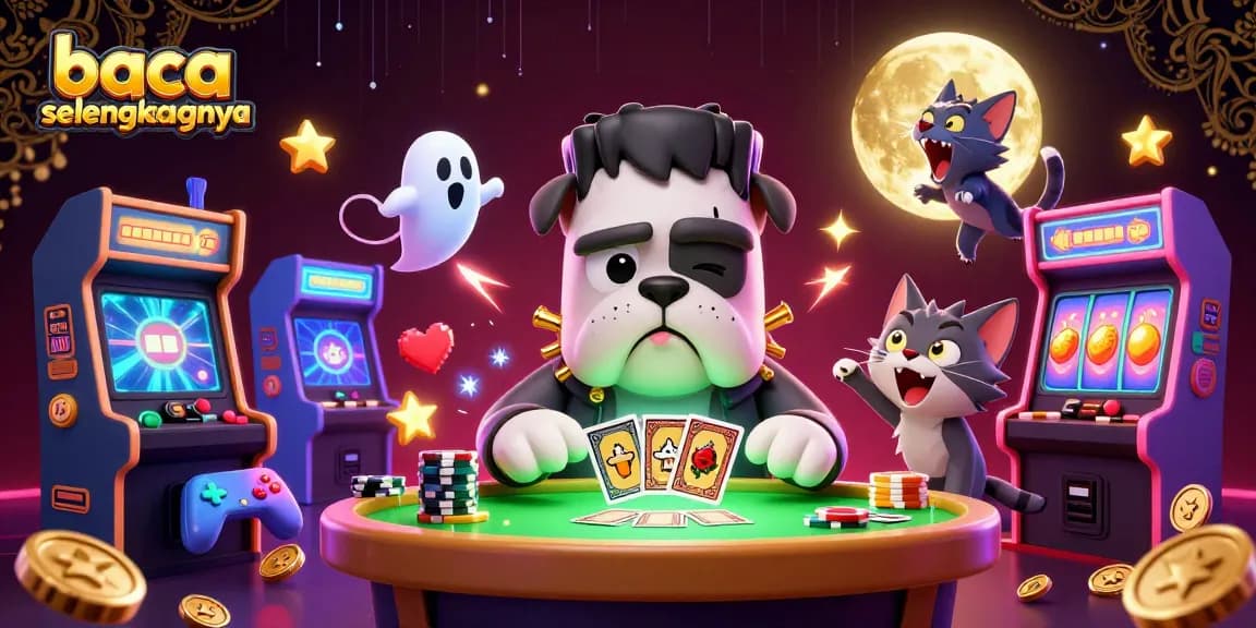 Baca selengkapnya tentang kasino online dengan ilustrasi menarik karakter 3D kasino dan koin emas.