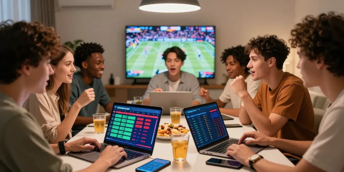 Group enjoying sports betting at OPEN88.COM, discussing strategies.