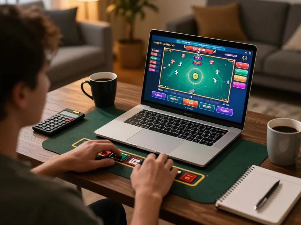 Player enjoying live dealer games on king33 app, showcasing a strategic online gambling atmosphere.
