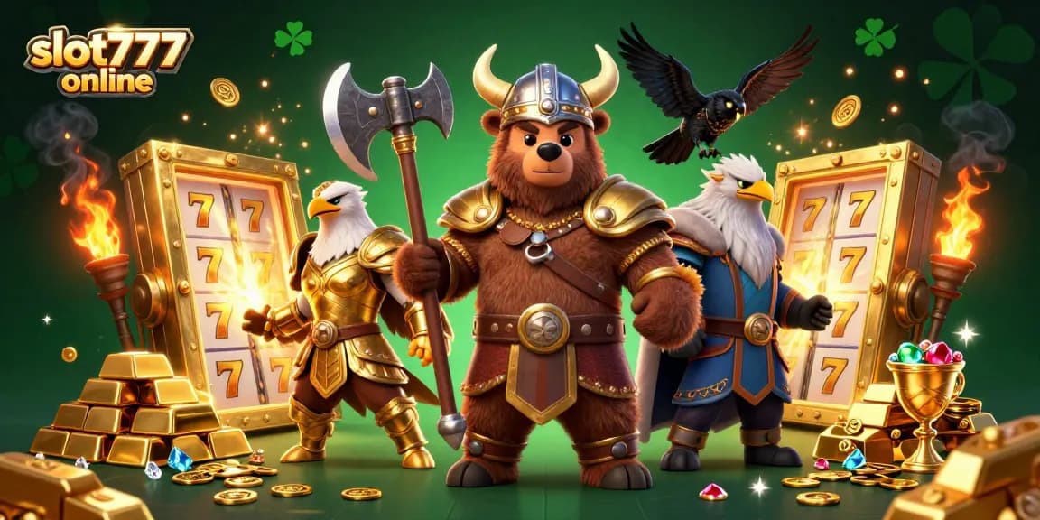 Experience the thrill of slot777 online with this vivid 3D illustration featuring iconic casino elements.