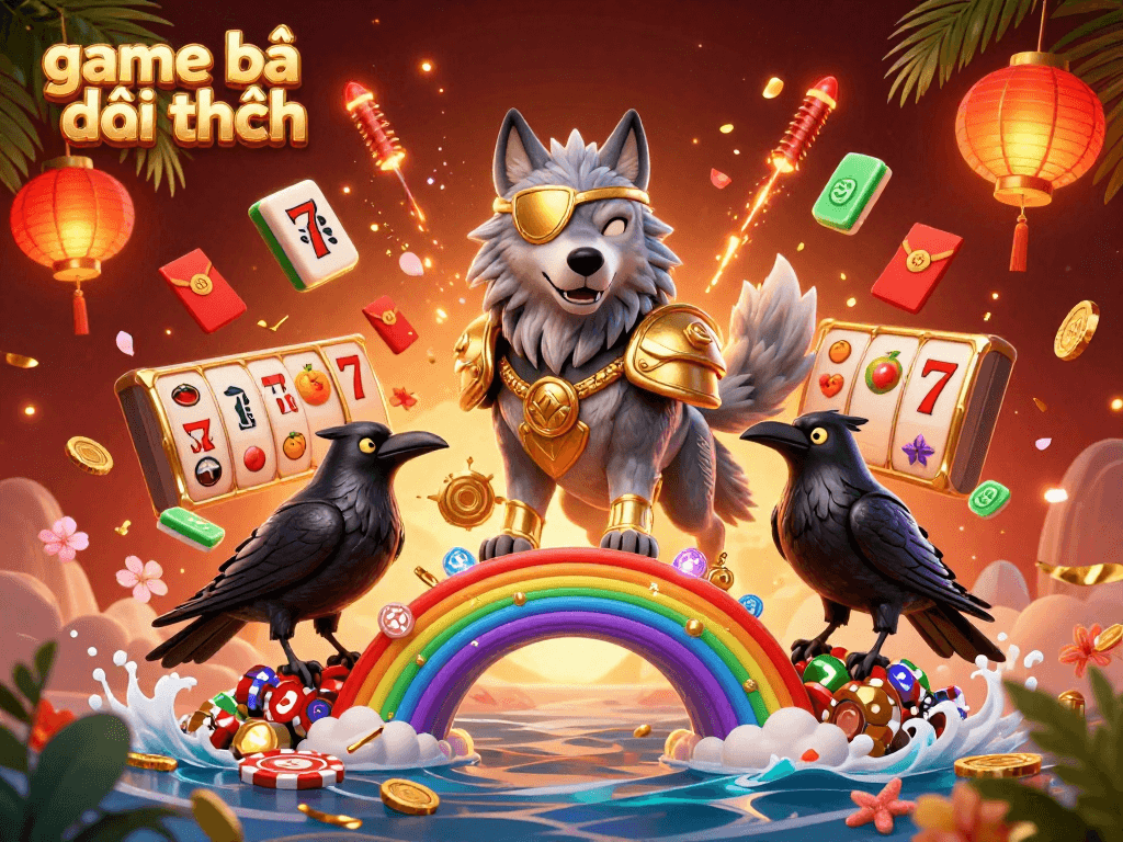 Engage in game bài đổi thưởng with Odin and his ravens in a vibrant casino-themed illustration.