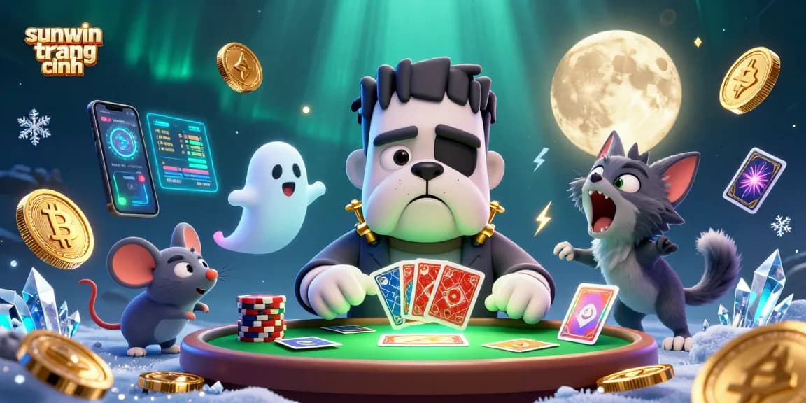 Engage in thrilling gameplay with sunwin trang chính at the vibrant casino table featuring lively characters and digital elements.