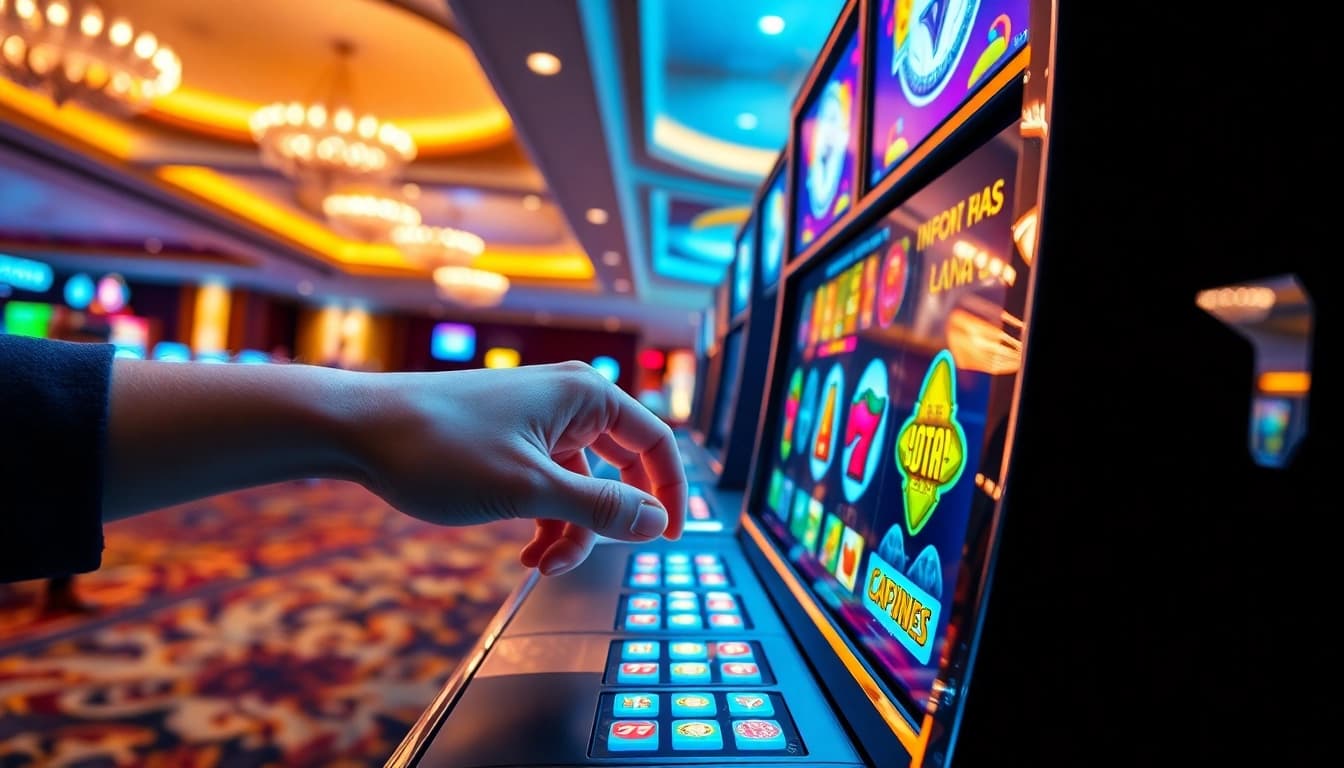 Engaging scene of the as38 platform slot terpercaya highlighting a player ready to spin the lever.