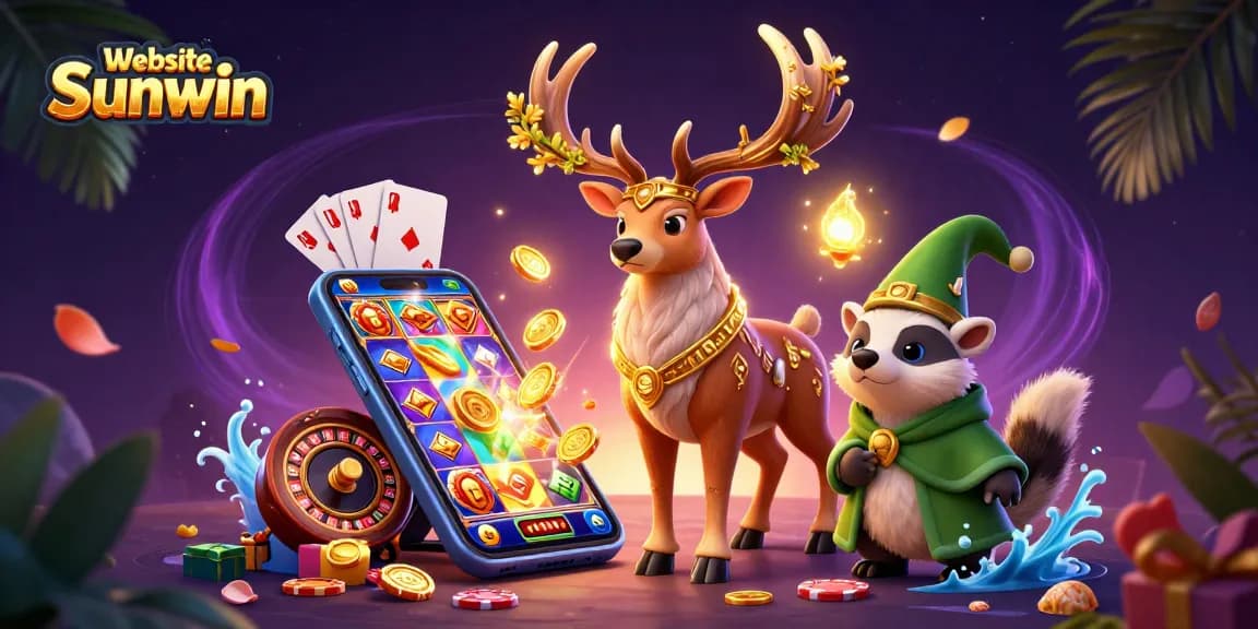 Experience winning excitement with Website Sunwin's engaging 3D gaming scene featuring dynamic casino elements.
