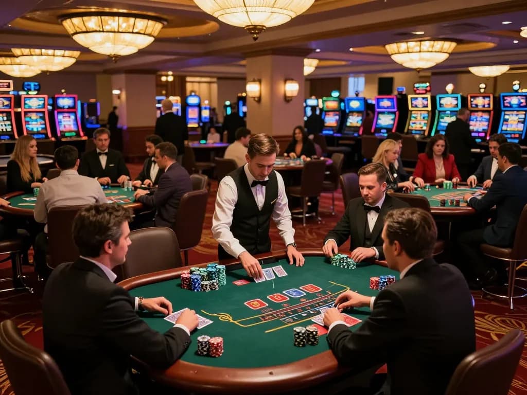 pemain dragon77 menikmati permainan blackjack strategis di lingkungan kasino mewah