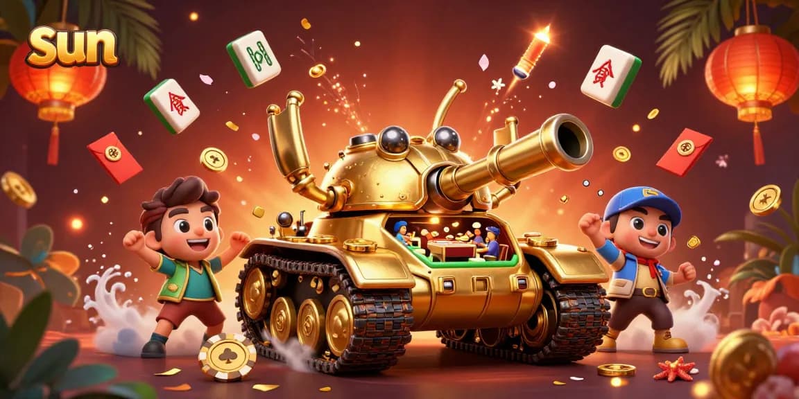 Engage with the sun casino action featuring a golden beetle tank and miniature casino inside.