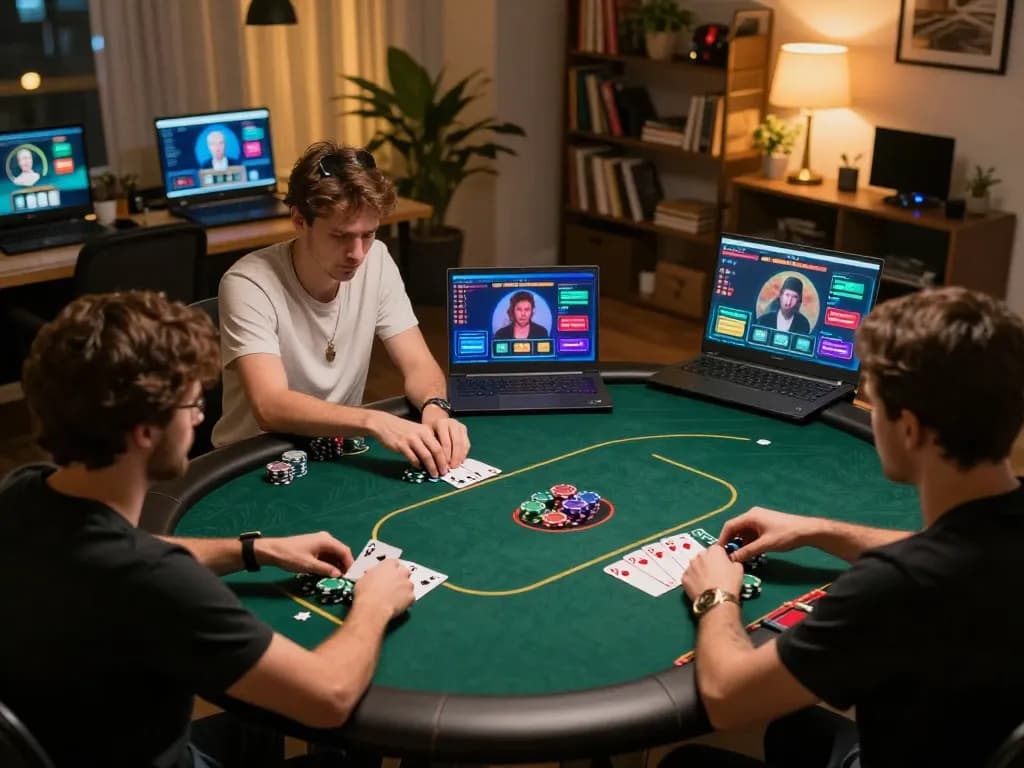 Experience online poker strategy with luck88com in an engaging home gaming setup