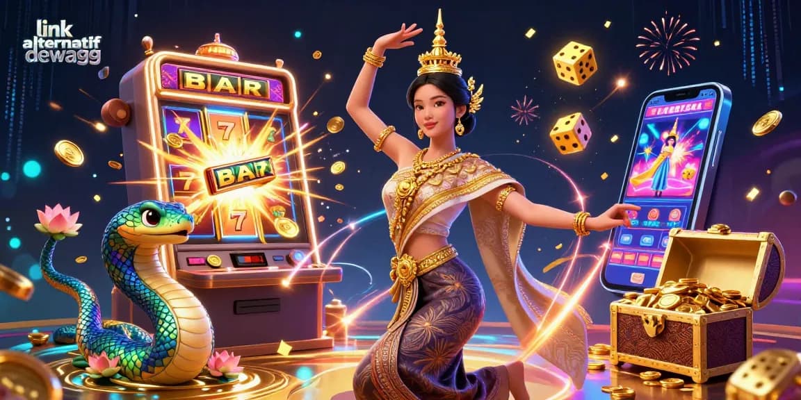 Experience the thrill at link alternatif dewagg — a vibrant casino scene with a jackpot explosion and dynamic characters.