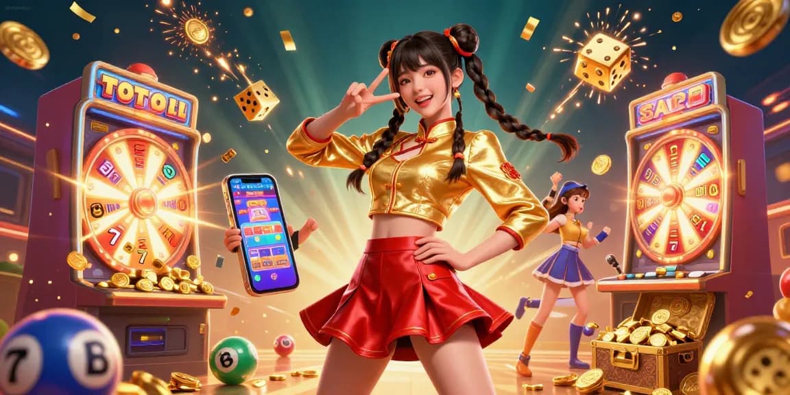 Engage with TOTOTOGEL in a vibrant, detail-rich 3D casino scene filled with excitement and colorful lottery elements.