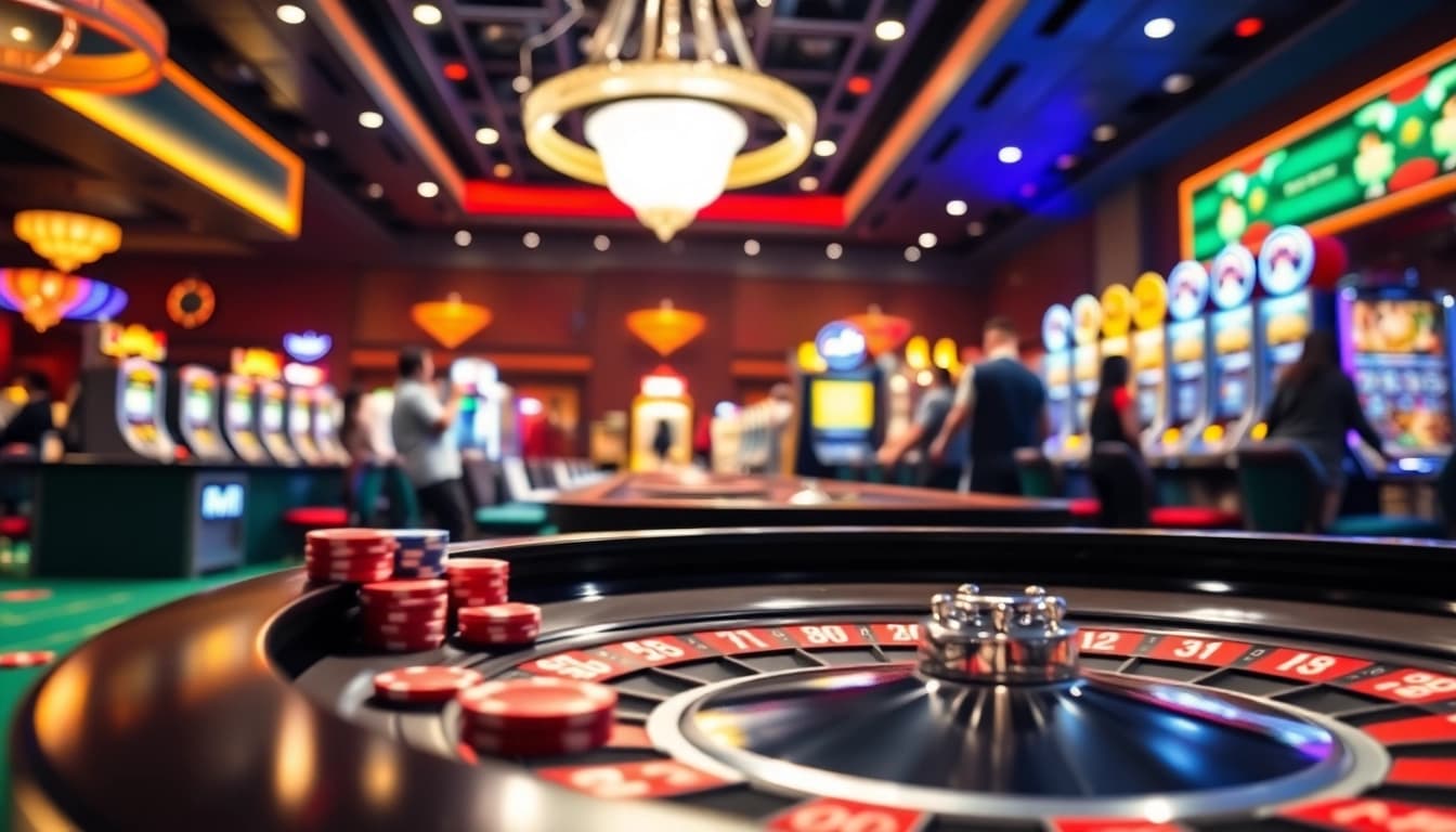 Engaging gaming experience at w88cas.com with vibrant casino tables and lively atmosphere.