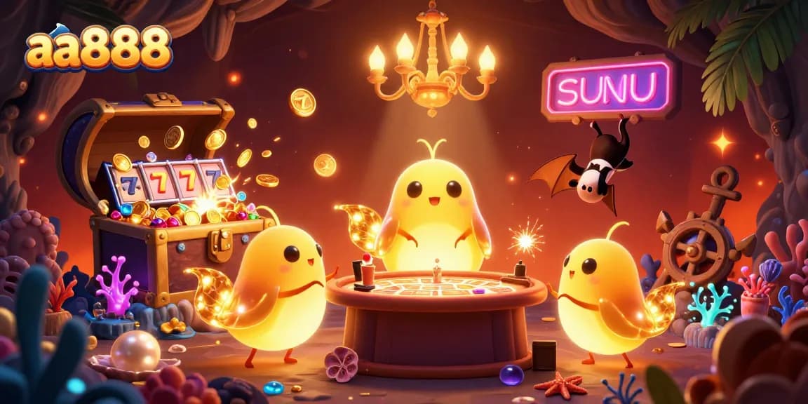 Experience the thrill of aa888 with glowworms lighting up a vibrant cave casino scene.