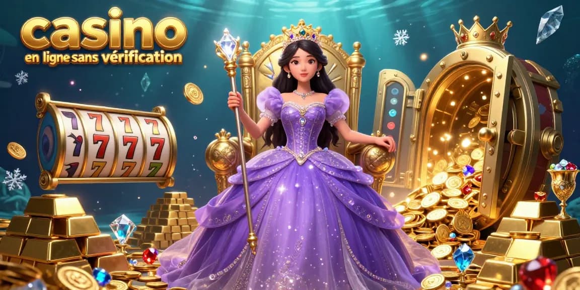 Découvrez l'attrait du casino en ligne sans vérification, mettant en avant une atmosphère royale avec des bijoux et des trésors dorés.