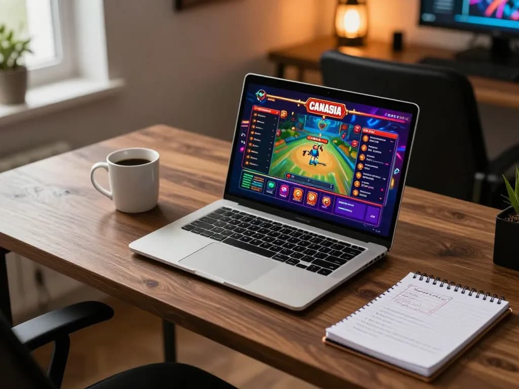 Engaging gameplay at Canadian online casinos with vibrant graphics and strategic notes.