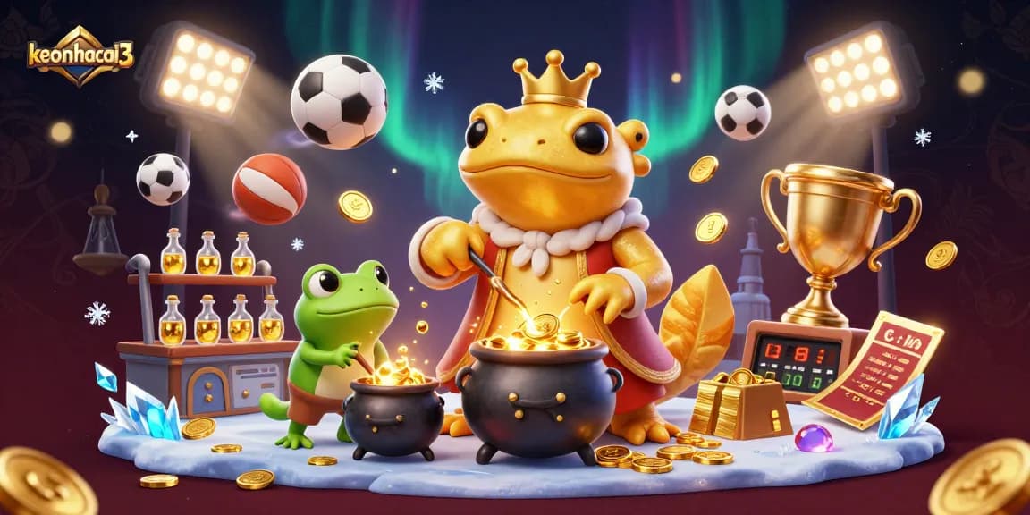 Engage in exhilarating sports betting with keonhacai3, featuring alchemists and sports action in a vibrant scene.