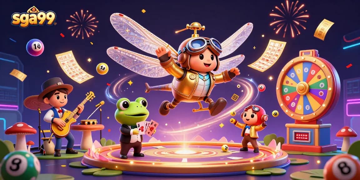 Engage with sga99 through an entertaining illustration of casino activities, showcasing dynamic gaming elements.