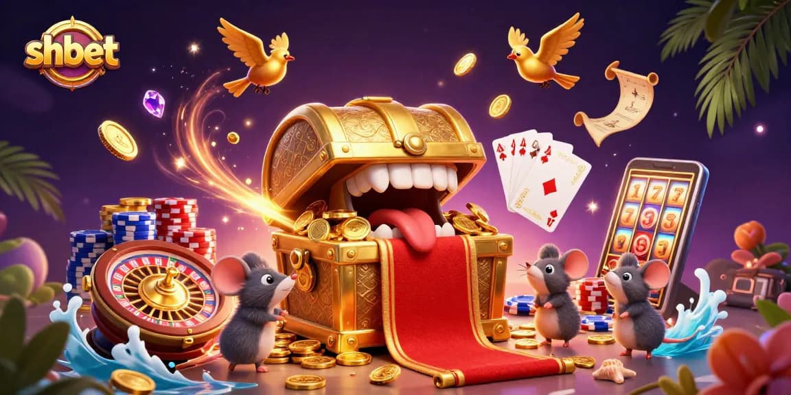 Engage with shbet's thrilling casino adventure featuring a treasure chest and rich game elements.