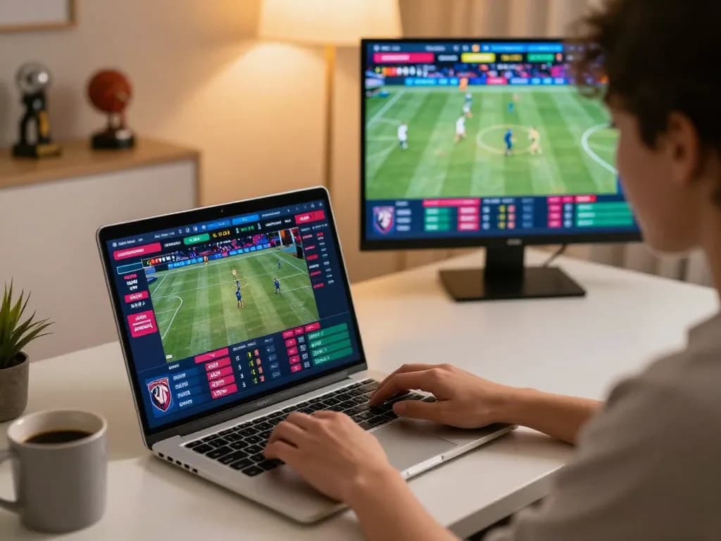 Students analyze odds at nhà cái 388bet while placing sports bets on laptop.