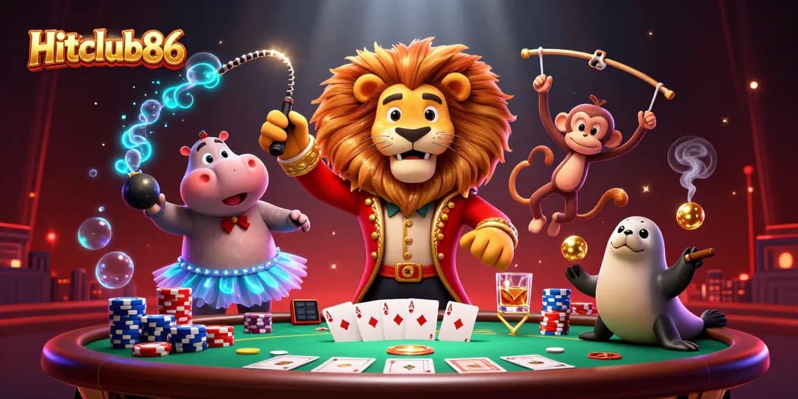 Engage with Hitclub86's thrilling casino world showcasing dynamic 3D characters and vibrant gaming elements.