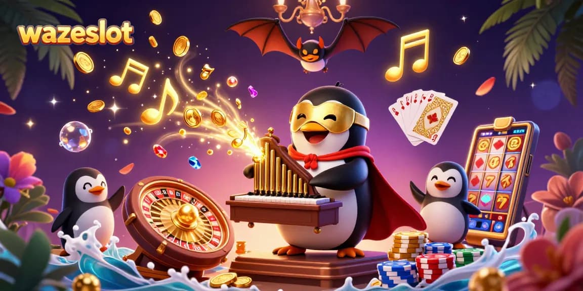 Engage with wazeslot's dynamic gaming experience through vibrant 3D casino illustrations showcasing thrilling gameplay.