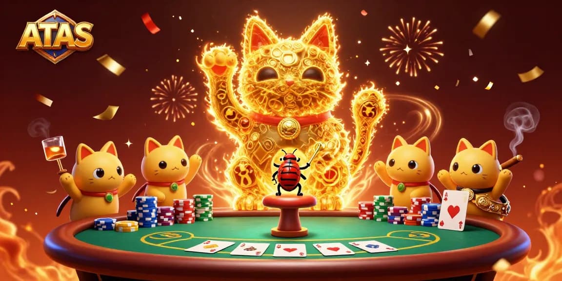 Engage with ATAS Casino and immerse in a vibrant gaming experience surrounded by poker elements.
