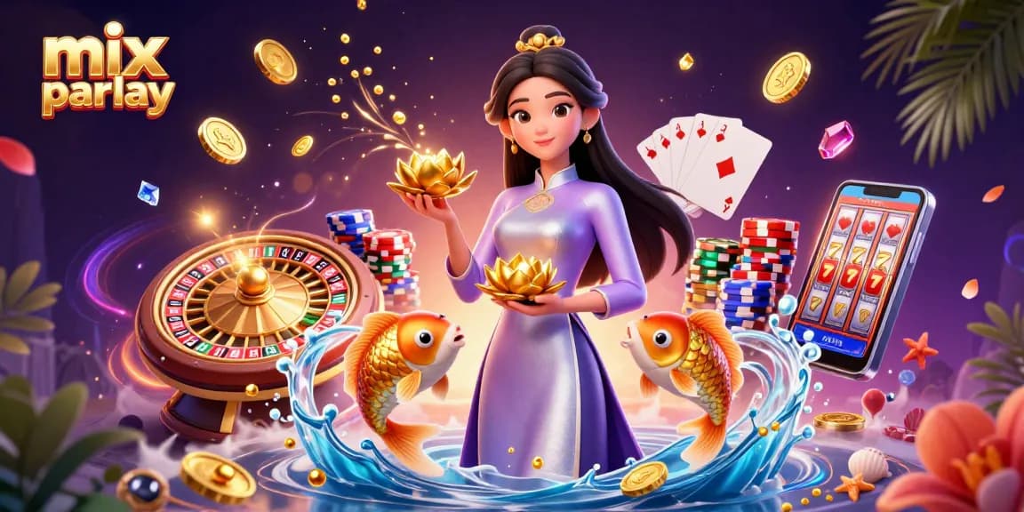 Experience the thrill of a mix parlay bet with a vibrant 3D casino scene filled with dynamic elements.
