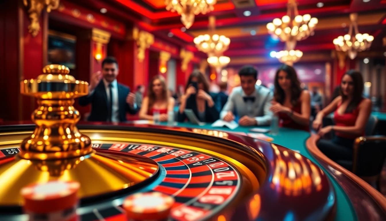 Engage with the exciting atmosphere of 789win casino featuring poker chips, cards, and a roulette wheel.