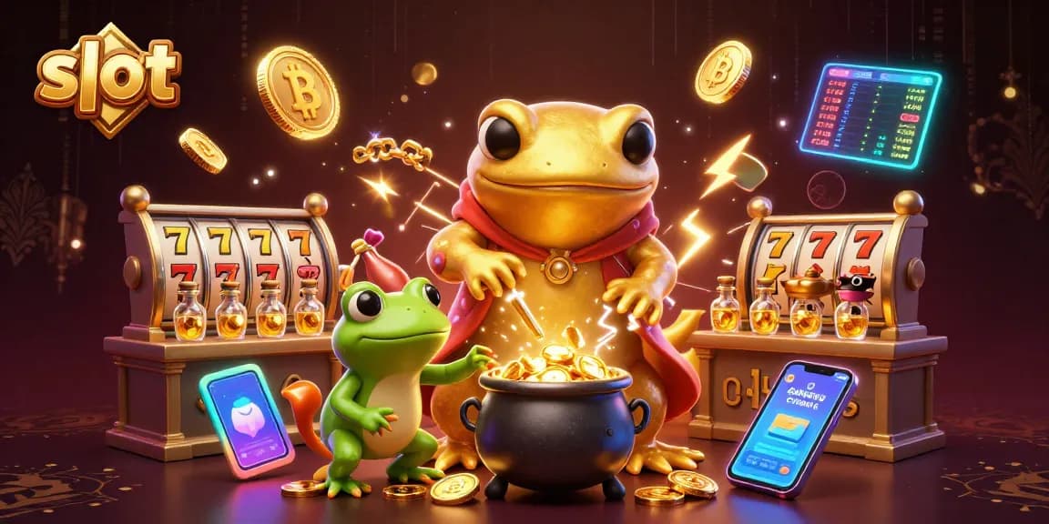 Spin the slot reels with a golden salamander alchemist in a vibrant casino scene.