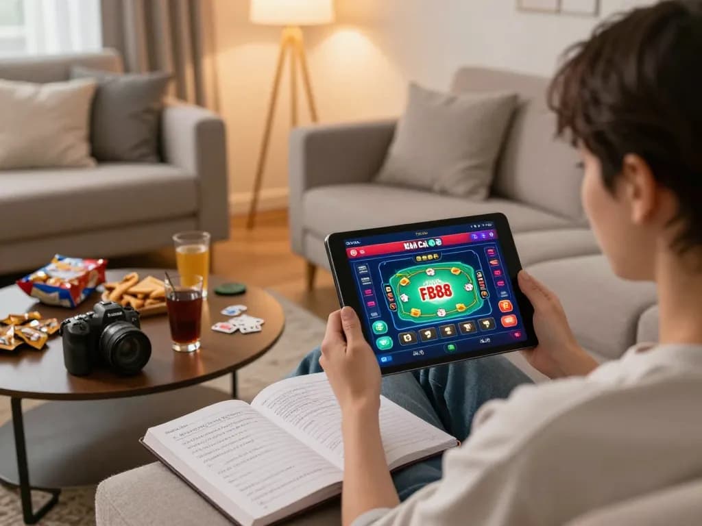 Engaging online poker gameplay at Nhà Cái FB88 from the comfort of a cozy living room