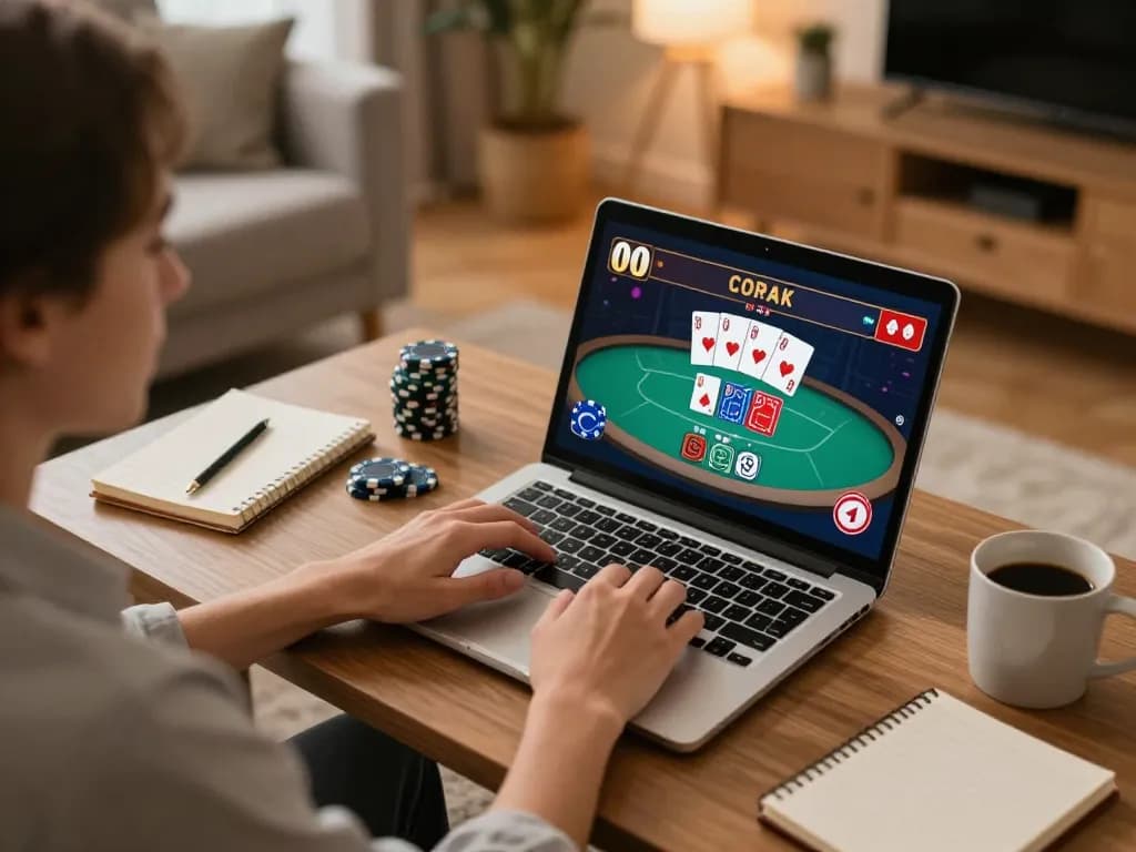OPEN88 player strategizing poker game while enjoying online casino experience.