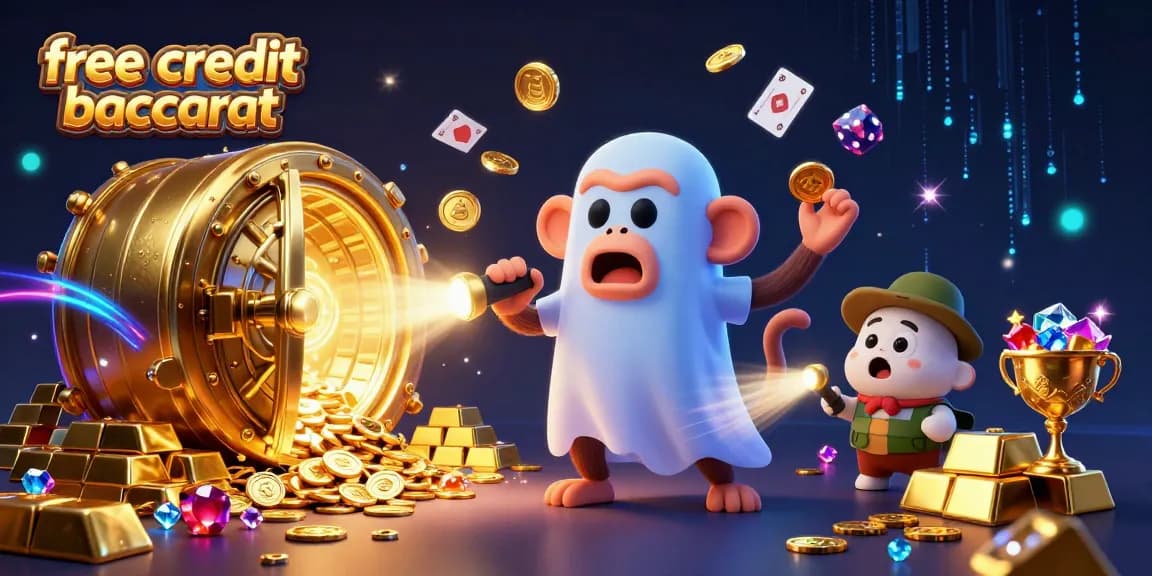 Engage with free credit baccarat as a mischievous monkey juggles golden treasures in a haunted casino.