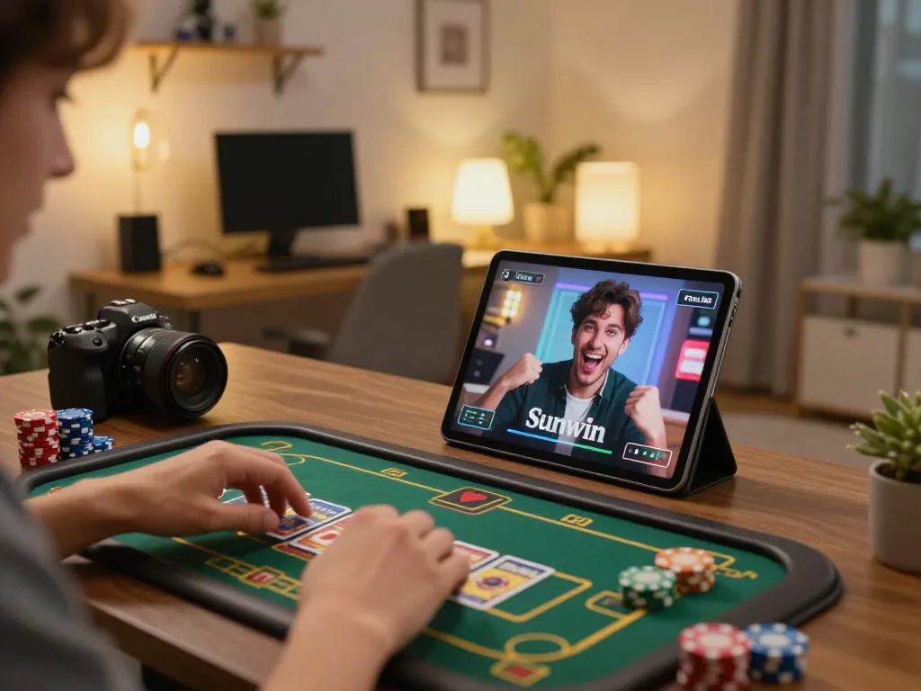 Phiên chơi Sunwin trên máy tính bảng với người chơi tham gia vào hành động casino trực tuyến