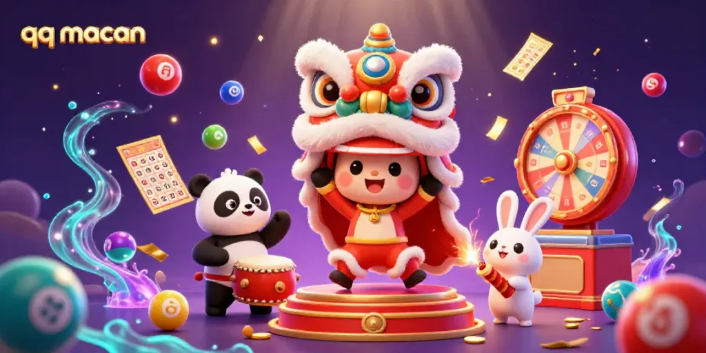 Experience the thrill of qq macan with an exciting lion dance, lottery theme, and vibrant entertainment.