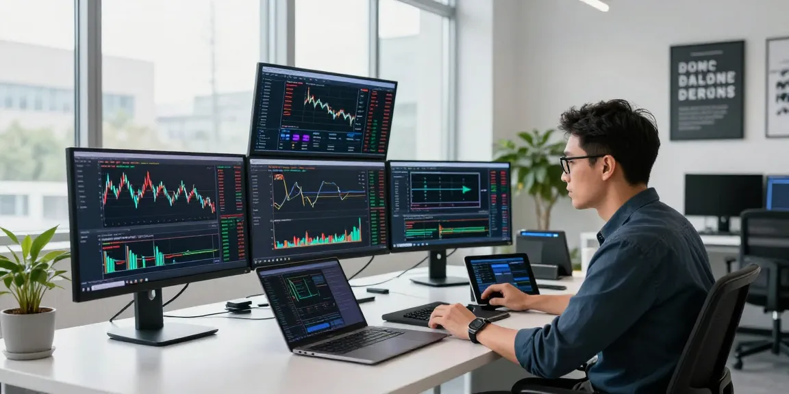 Торговая сцена на платформе bitmex биржа с опытным трейдером в современном офисе.