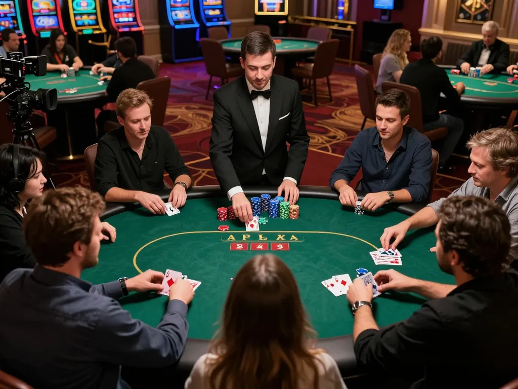 Exciting poker action at a KKWIN tournament showcasing skilled players strategizing bets and enjoying the game.