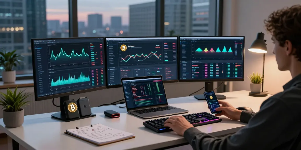 Real money online casinos integrated into a crypto trading workspace displaying Bitcoin charts, DeFi analytics, cryptocurrency portfolios, and secure digital wallets.