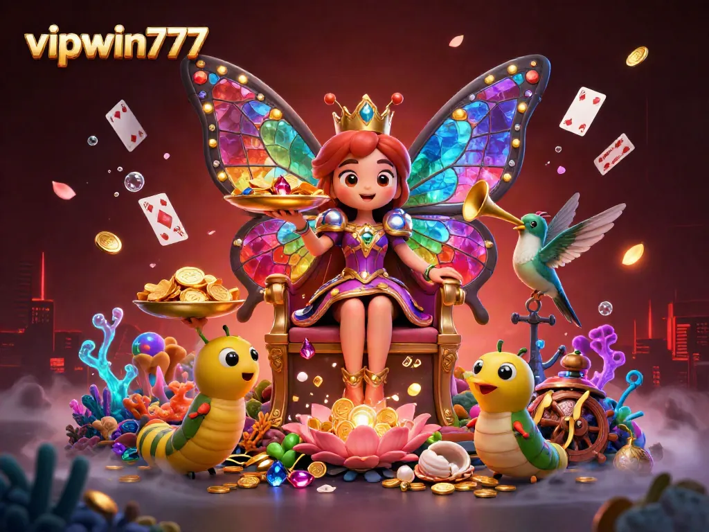 Experience thrill and excitement at vipwin777 with vibrant casino-themed 3D artwork.