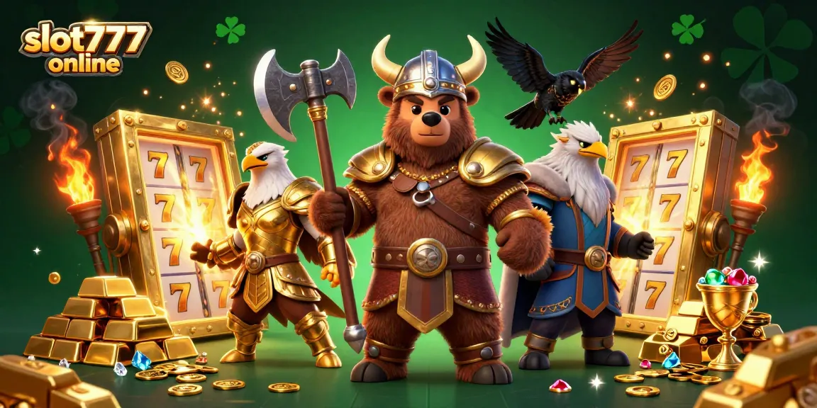 Experience the thrill of slot777 online with this vivid 3D illustration featuring iconic casino elements.