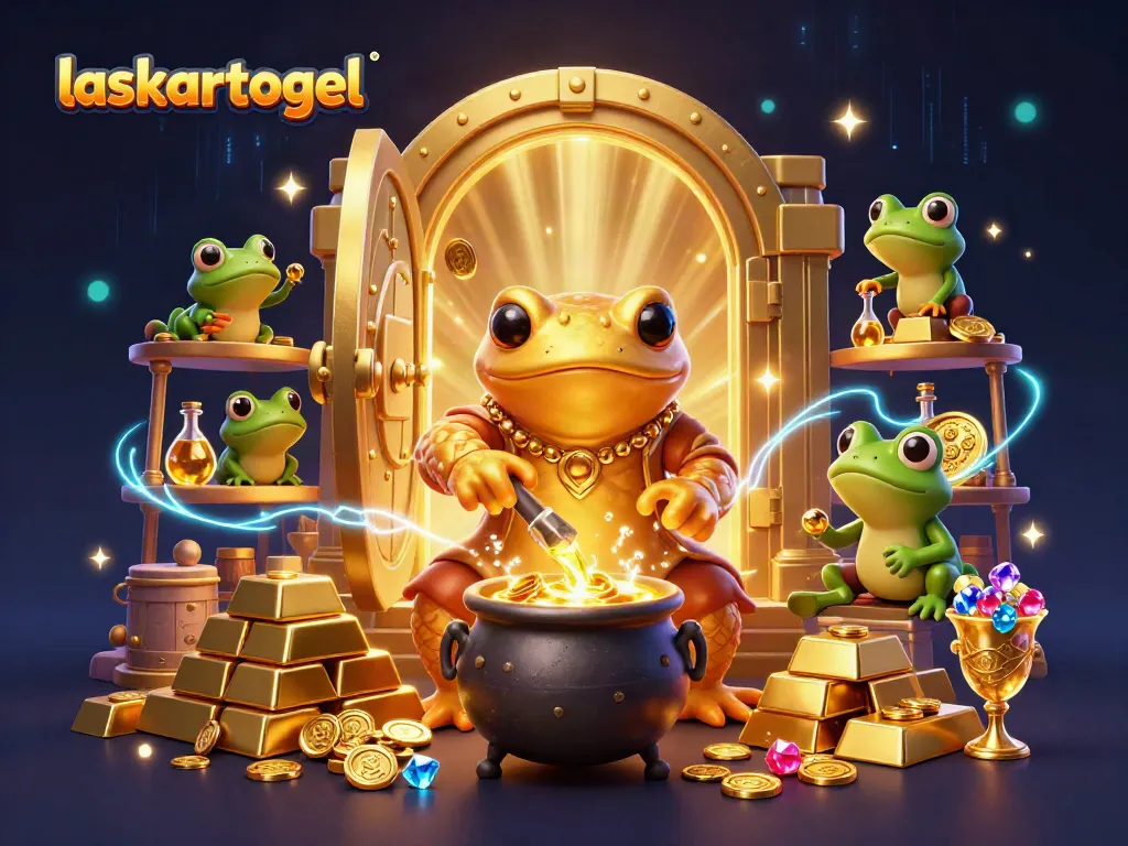 Experience the magic of laskartogel with alchemists transmuting gold in a lively casino scene.