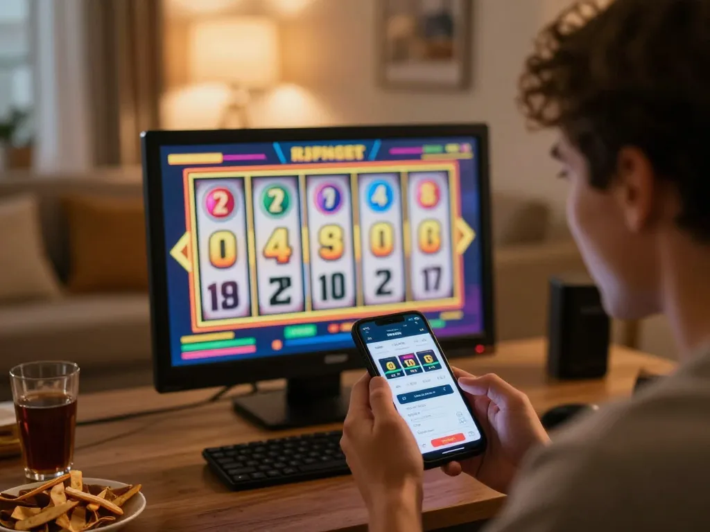 Pemain yang terlibat merayakan kemenangan pada slot online Bintangmpo dengan gulungan yang berputar.