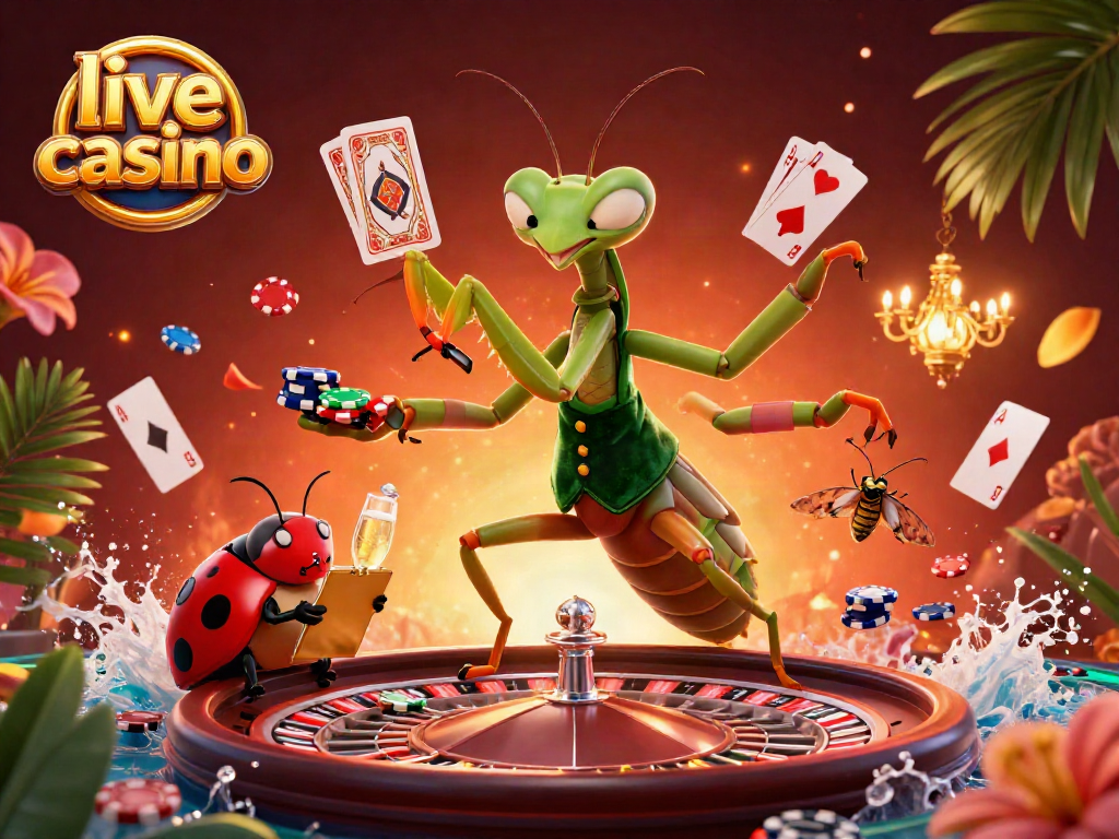 Engaging live casino scene featuring animated mantis card sharp and vibrant game elements.