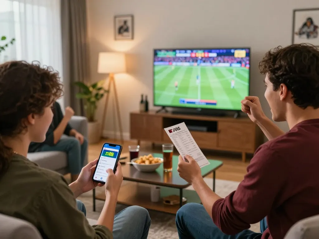 rr88 betting excitement during a live sports event with friends at home